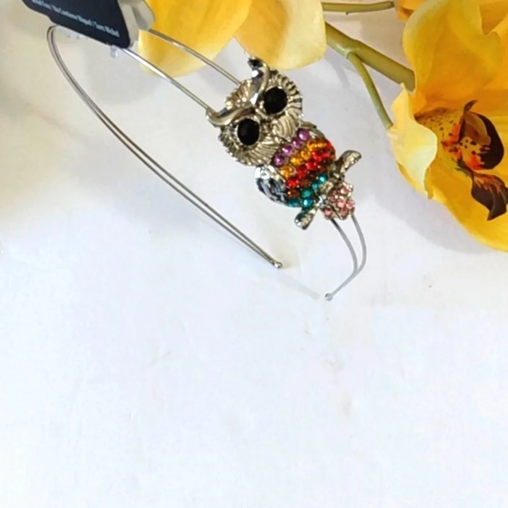 BRASH RHINESTONE SILVER OWL HAIRBAND SIZE OS NWT